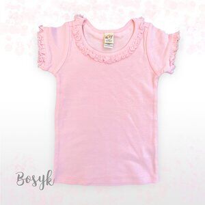 NEW -Tshirt with Ruffle Short Sleeve - T Shirt Light Pink -T Shirt Plain-T Shirt